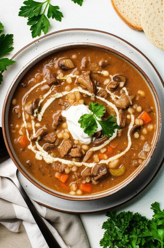 Beefy Mushroom Barley Soup