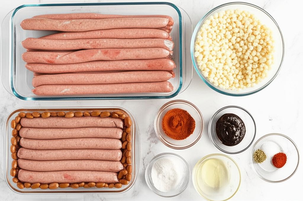 Bratwurst, Sauerkraut and Bean Casserole