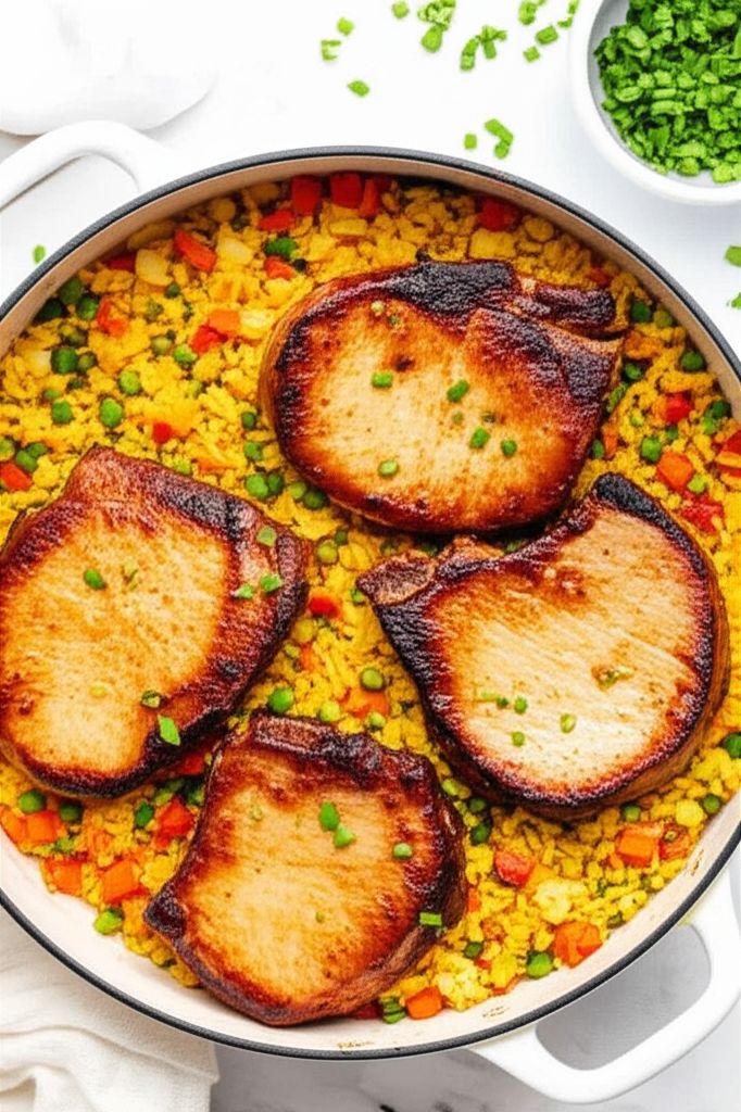Pork Chops with Garden Rice