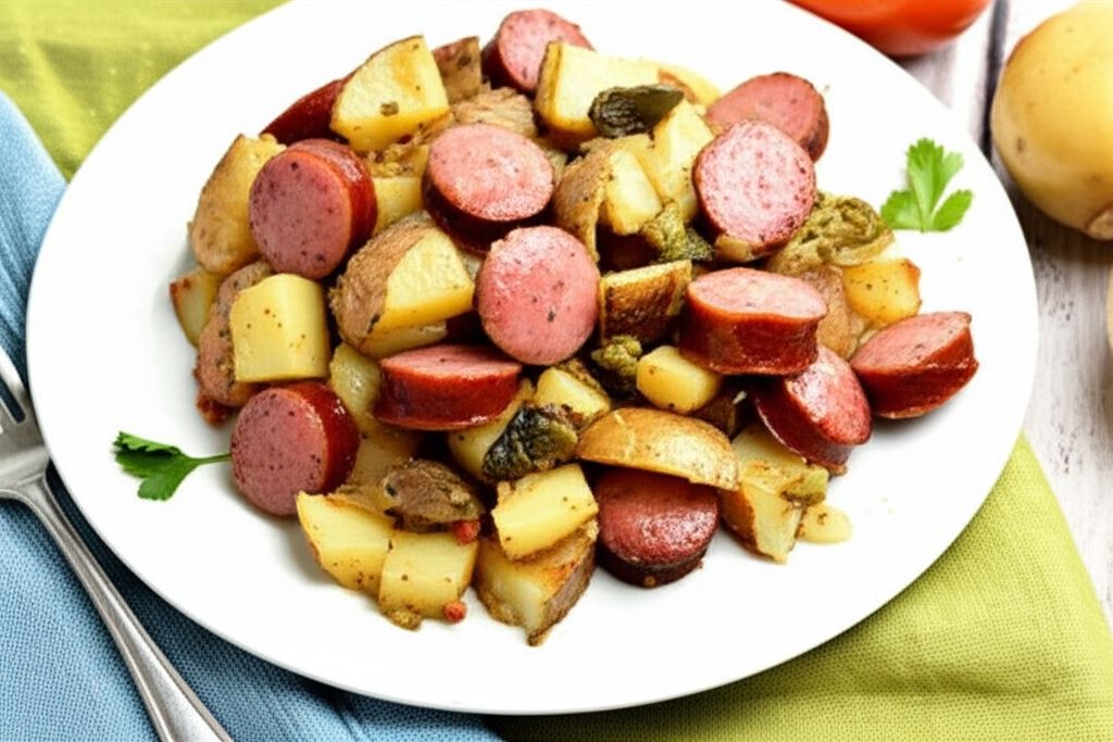 Smoked Sausage with Potatoes, Sauerkraut & Ale