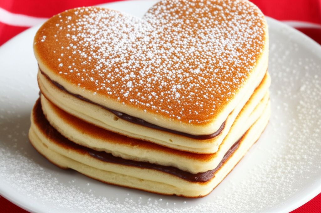 Heart-Shaped Pancakes with Chocolate