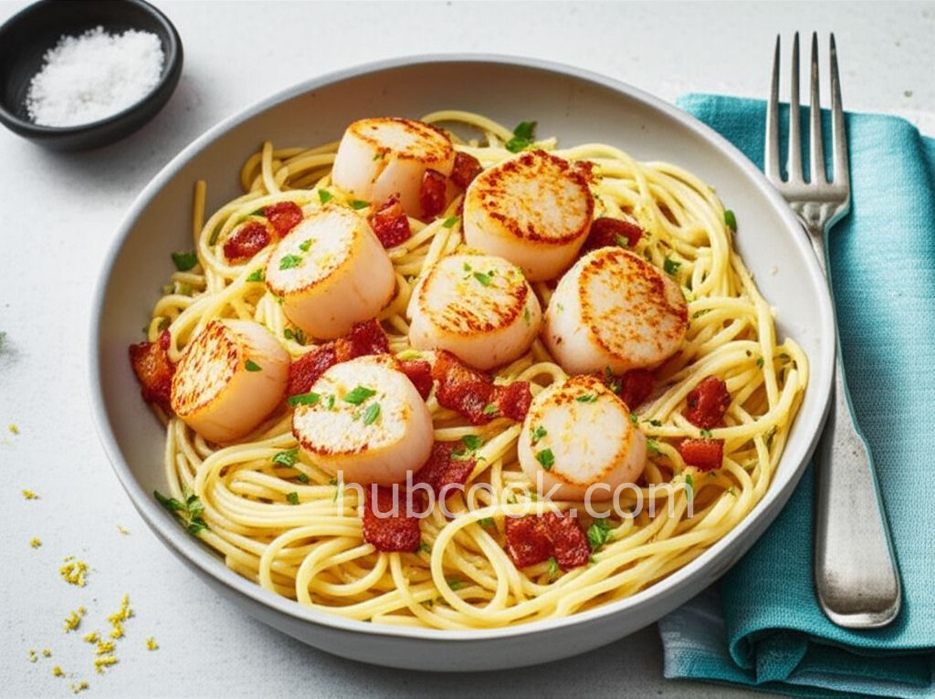 Linguini with Bacon and Scallops