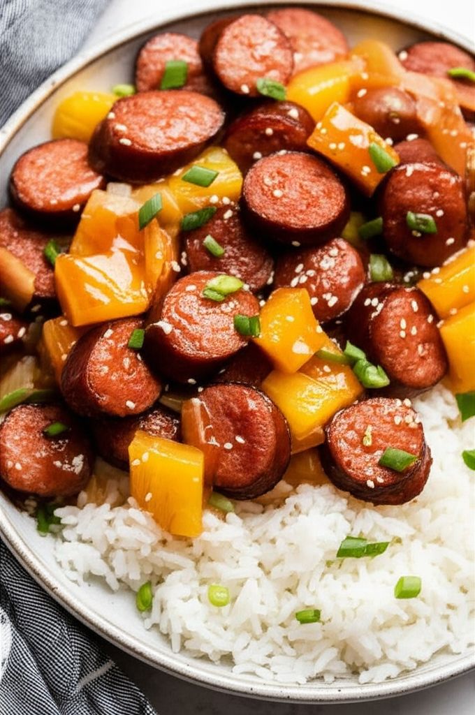 Slow Cooker Sweet and Sour Kielbasa with Pineapple