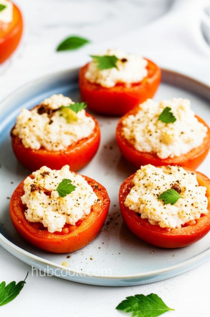 Slow-Roasted Tomatoes with Feta, Olives and Pinenuts