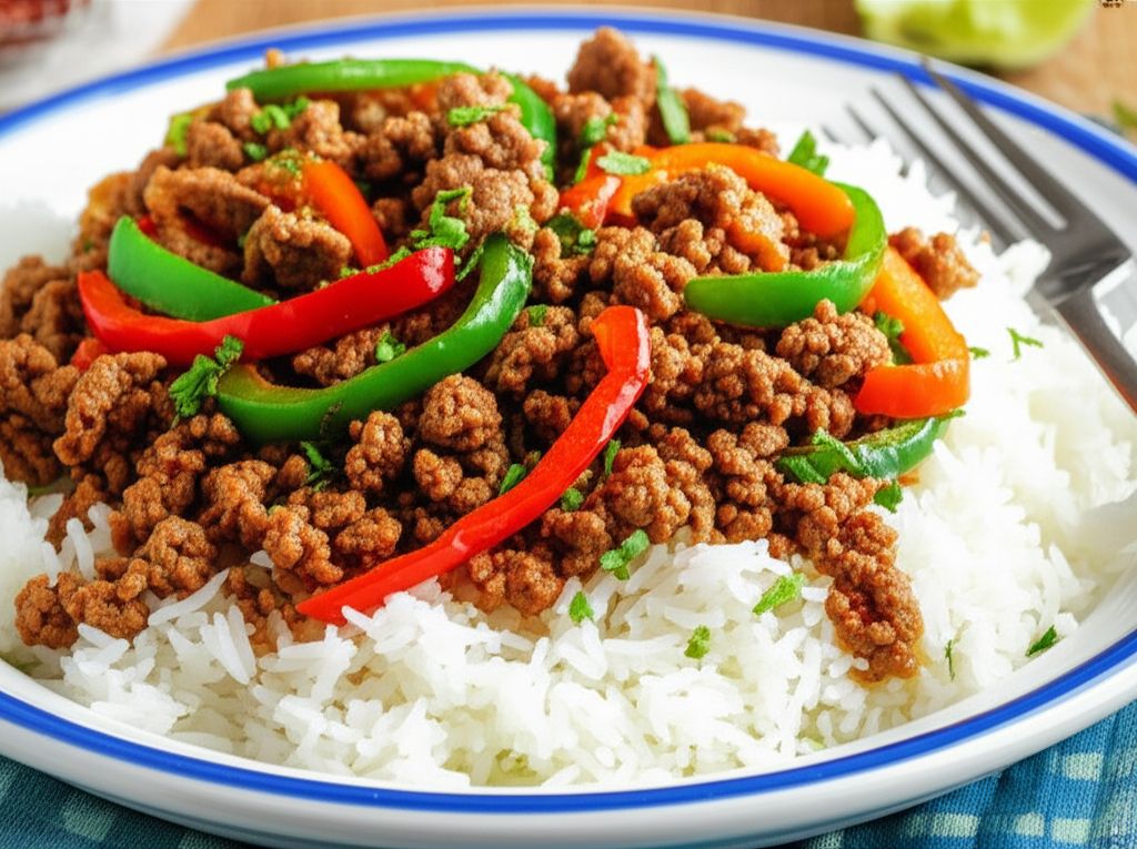Asian Ground Beef and Pepper Saute