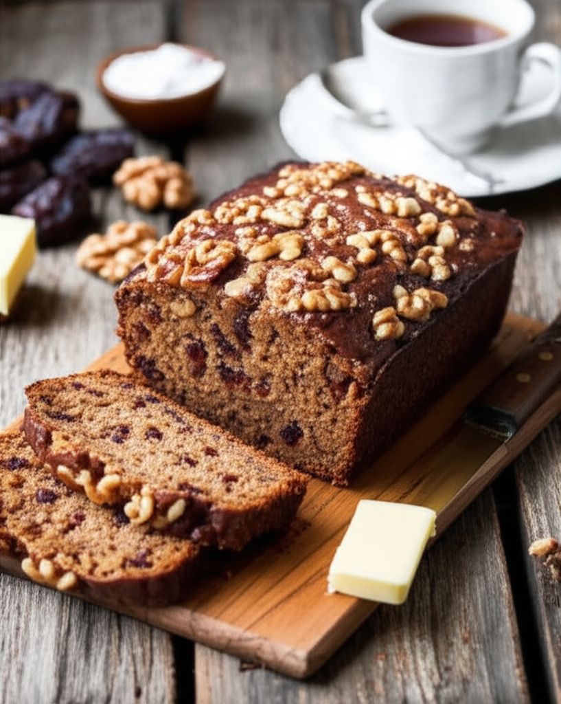 British Date and Walnut Loaf Cake