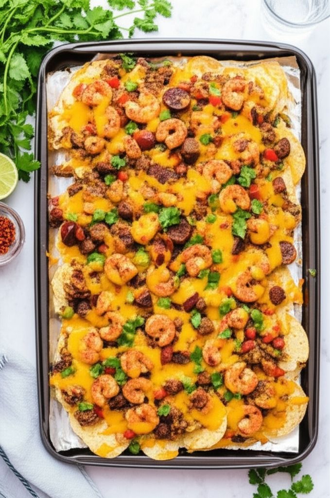 Cajun Shrimp and Andouille Nachos