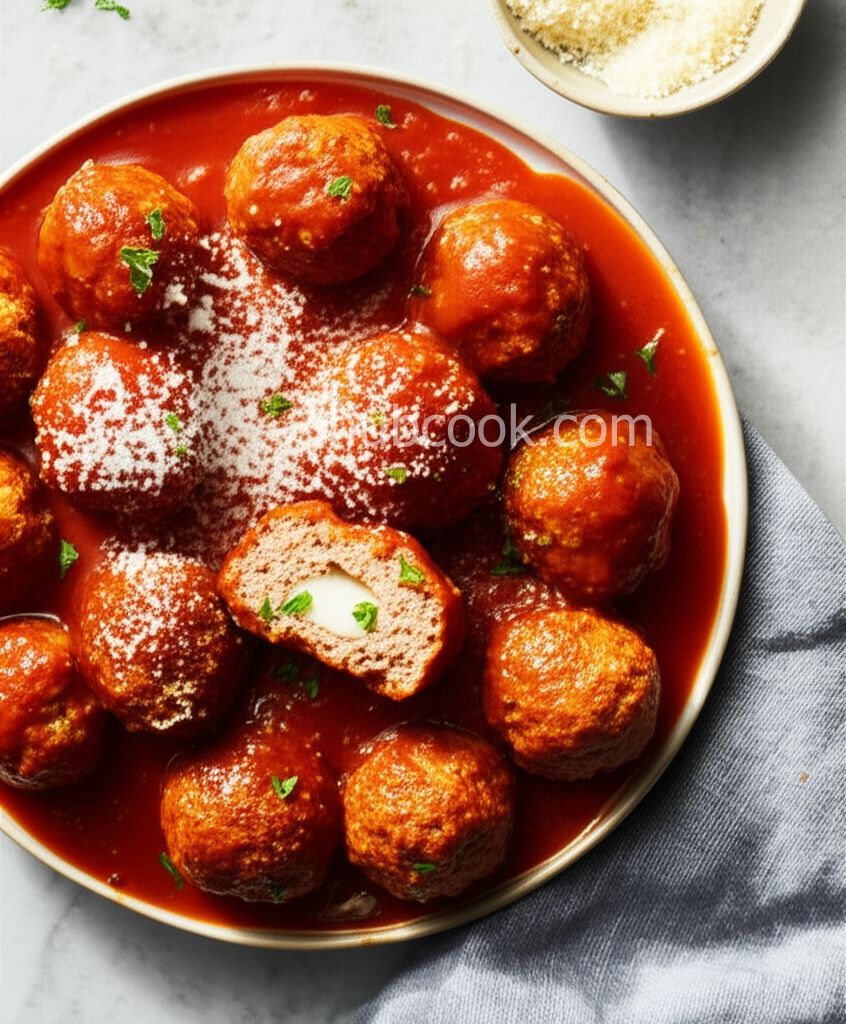 Mozzarella-Stuffed Pesto Turkey Meatballs