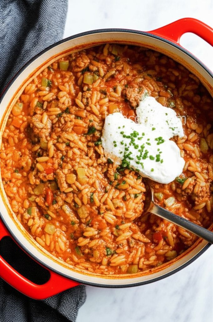 One-Pot Chicken and Sausage Orzo