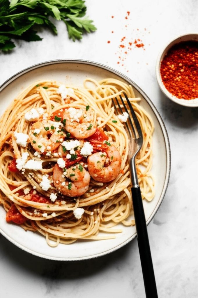 Shrimp and Feta Cheese Pasta