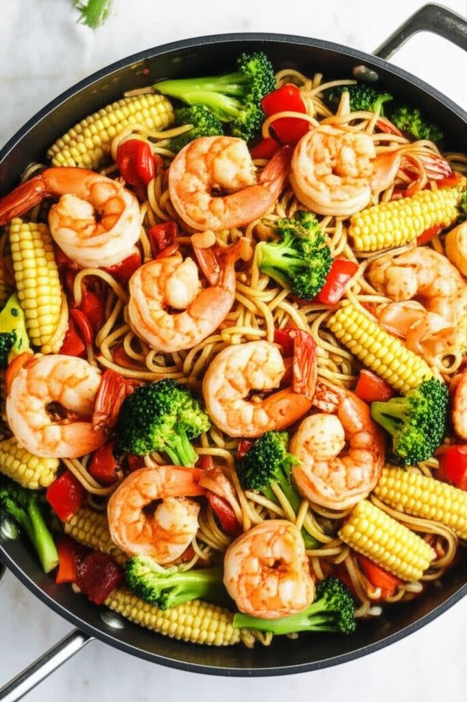 Shrimp Stir Fry With Egg Noodles