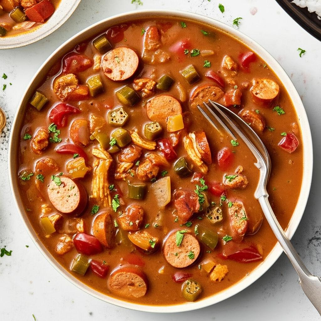 Slow Cooker Chicken and Sausage Gumbo
