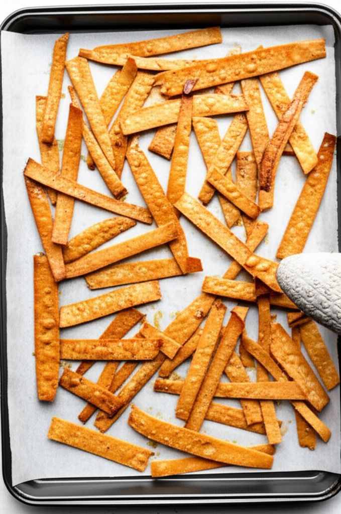 Baked Corn Tortilla Strips for Mexican Soups
