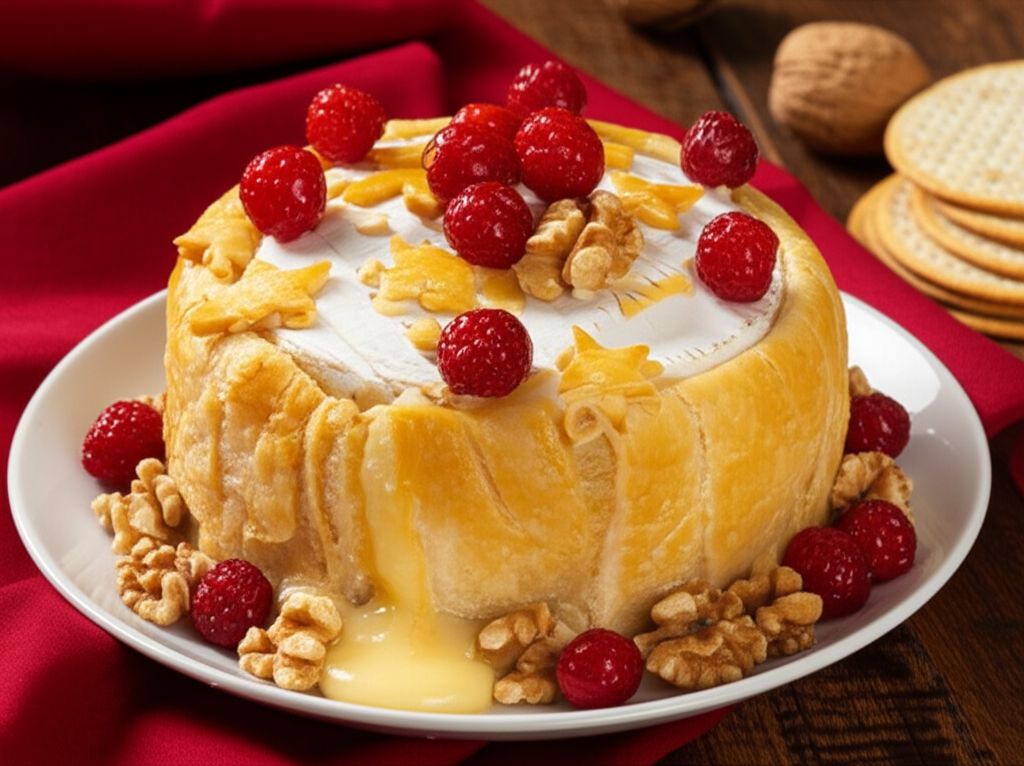 Baked Stuffed Brie with Cranberries & Walnuts