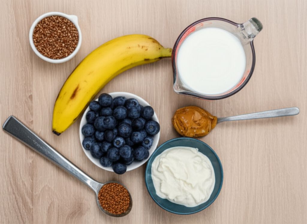 Blueberry, Banana, and Peanut Butter Smoothie