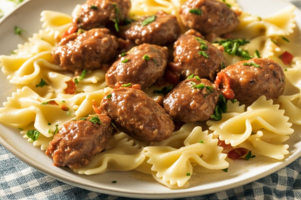 Bow Ties with Sausage, Tomatoes, and Cream