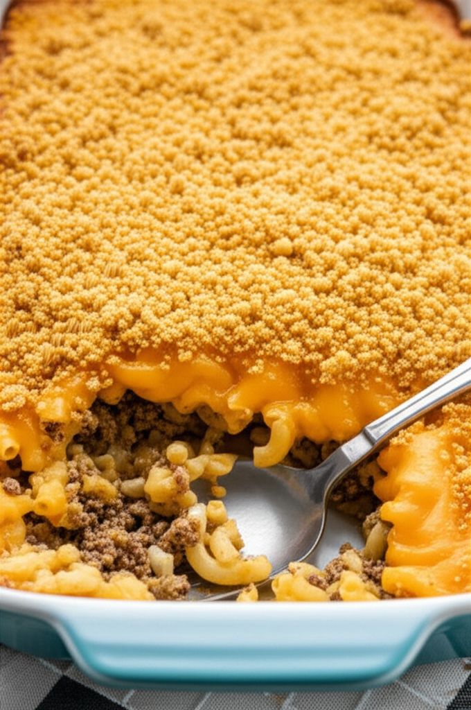 Cheesy Macaroni and Hamburger Casserole