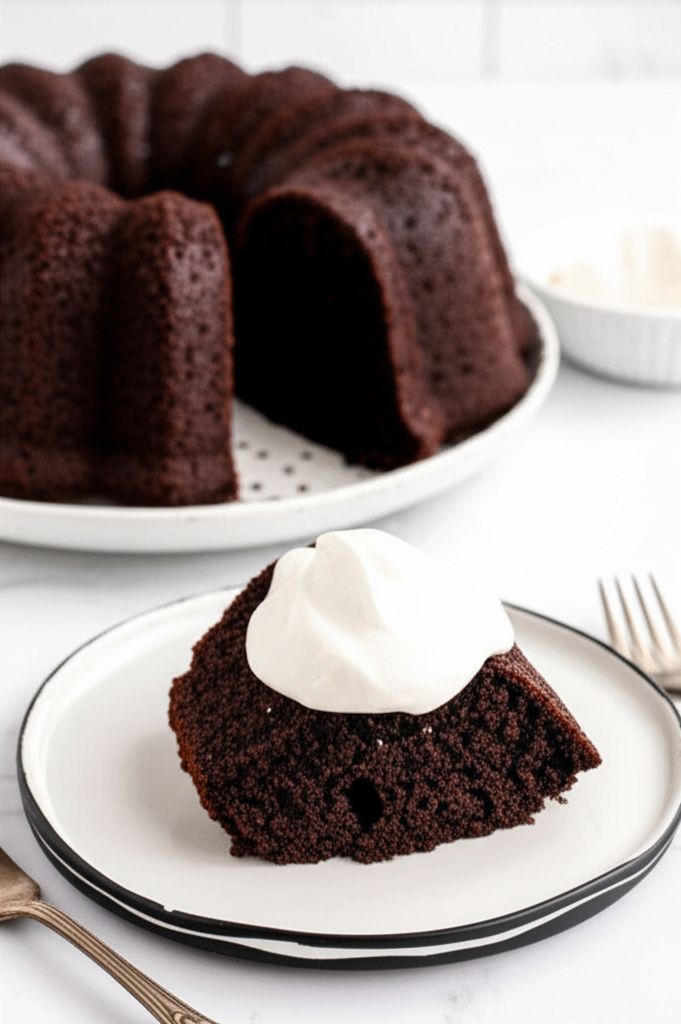 Chocolate Guinness Bundt Cake with Whiskey Whipped Cream
