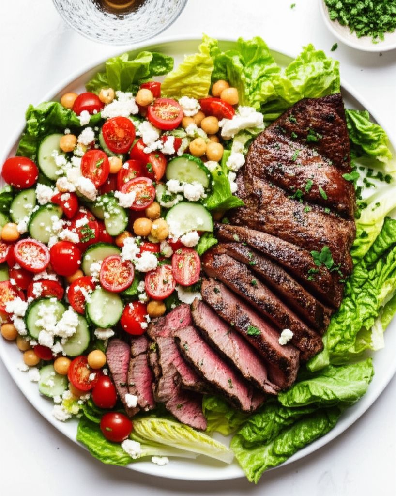 Greek Flank Steak and Veggie Salad