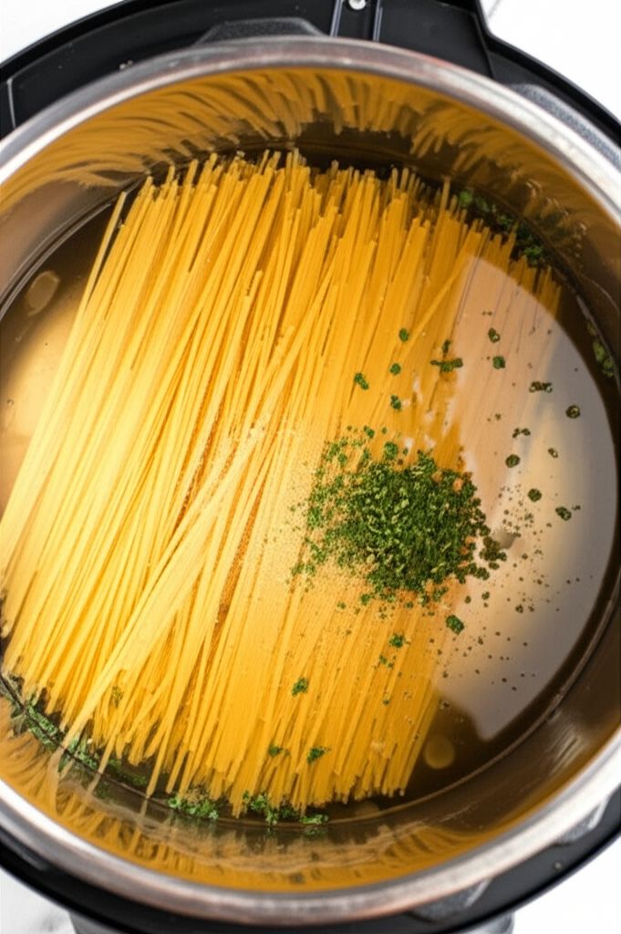 Instant Pot Linguine with Pesto and Peas