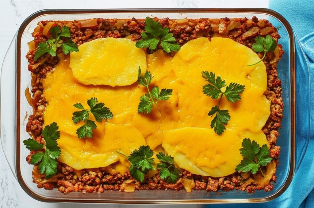 Serbian Ground Beef, Veggie, and Potato Bake