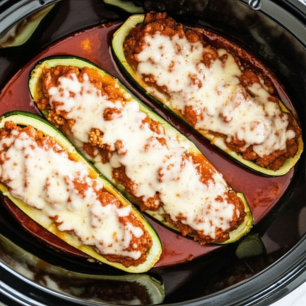 Slow Cooker Stuffed Zucchini