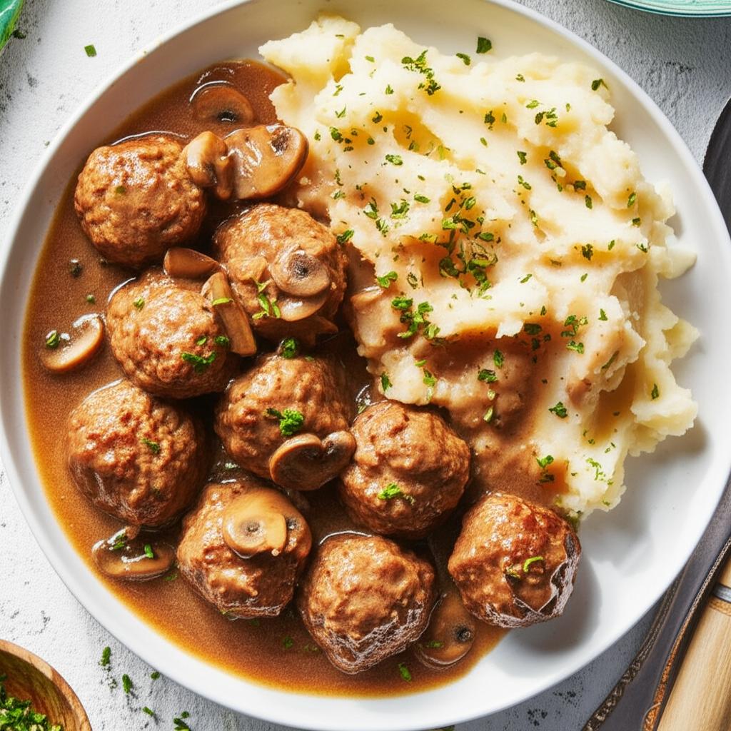 Wild Rice Meatballs in Mushroom Sauce