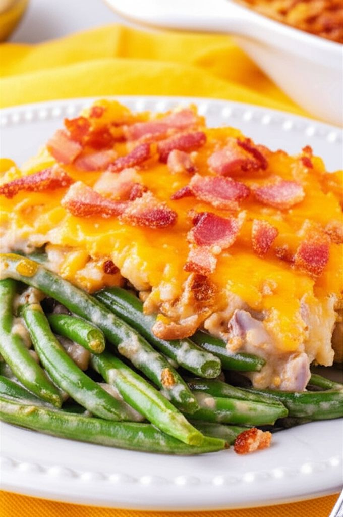 Bacon & Cheddar Green Bean Casserole