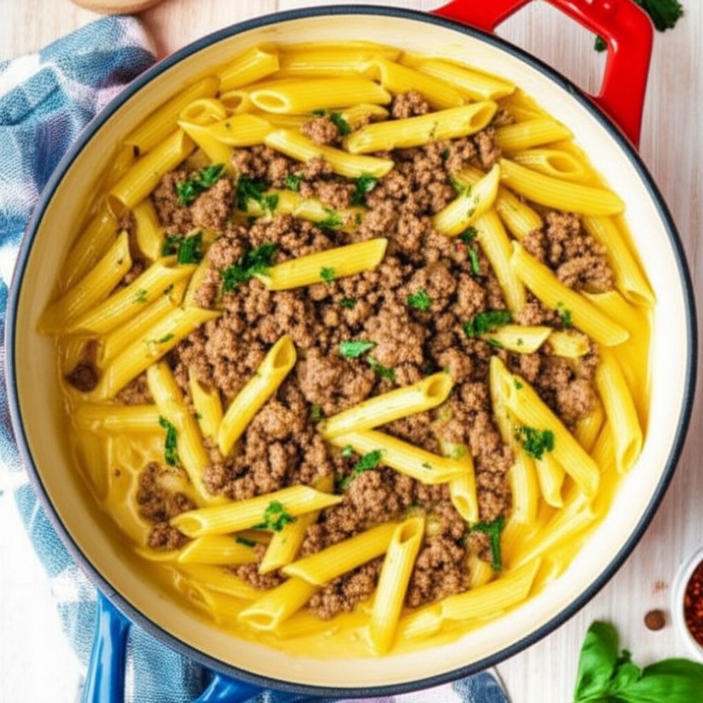 Creamy Pesto Penne with Sausage