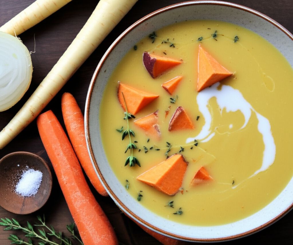 Japanese Sweet Potato and Parsnip Soup