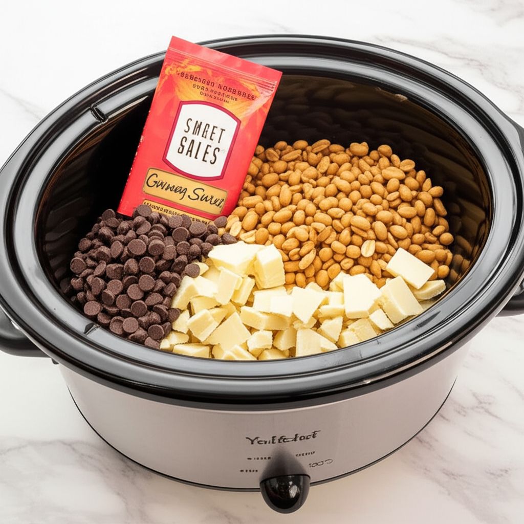 Slow Cooker Chocolate Peanut Clusters