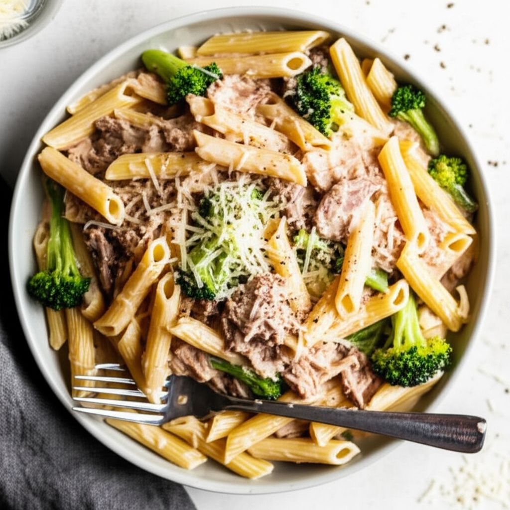 Tuna Alfredo with Penne Pasta